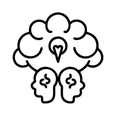 brainstorming icon, brainstorming line art - simple line art of brainstorming, perfect for brainstorming logos and icons