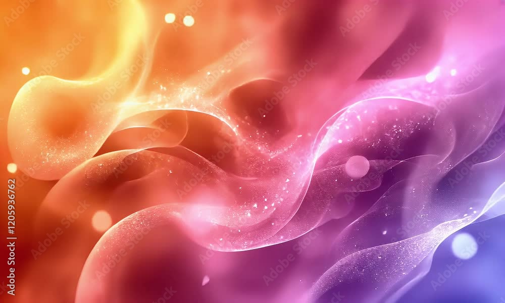 Wall mural abstract colorful waves with soft gradients and light effects flowing seamlessly, creating a dreamy 