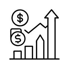 business growth icon, business growth line art - simple line art of business growth, perfect for business growth logos and icons