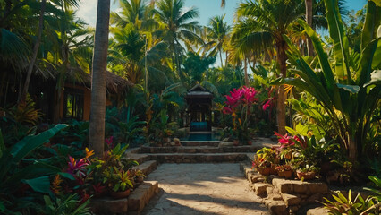Fototapeta premium tropical garden with trees