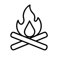 campfire icon, campfire line art - simple line art of campfire, perfect for campfire logos and icons