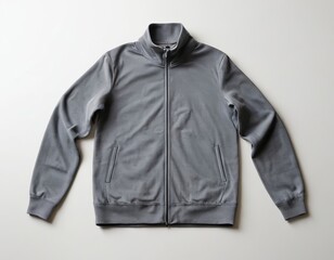 Men's gray athletic jacket with a full zip and side pockets, perfect for casual outings.