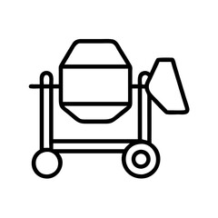 cement mixer icon, cement mixer line art - simple line art of cement mixer, perfect for cement mixer logos and icons