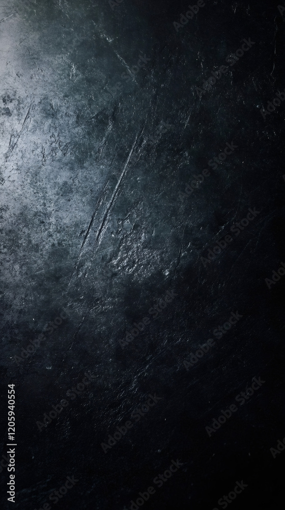 Poster Deep black metallic surface with scratches and textures creating a dramatic and mysterious atmosphere
