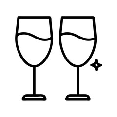 champagne glass icon, champagne glass line art - simple line art of champagne glass, perfect for champagne glass logos and icons