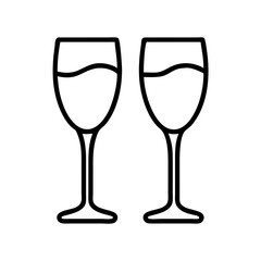 champagne glass icon, champagne glass line art - simple line art of champagne glass, perfect for champagne glass logos and icons
