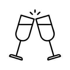 champagne glasses icon, champagne glasses line art - simple line art of champagne glasses, perfect for champagne glasses logos and icons