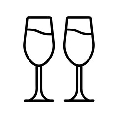 champagne glasses icon, champagne glasses line art - simple line art of champagne glasses, perfect for champagne glasses logos and icons
