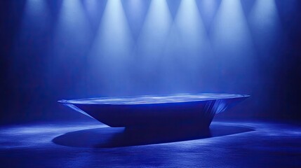Abstract Blue Platform Under Dramatic Lighting