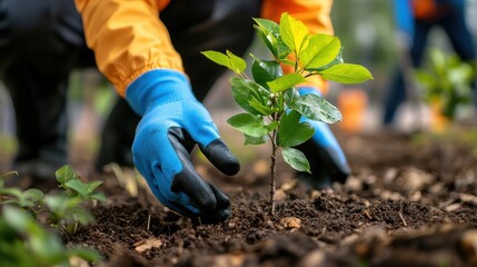 Fototapeta premium Person Planting a Tree for Environmental Conservation