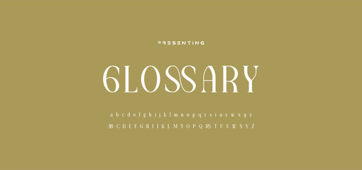 Luxury wedding alphabet letters font with tails. Typography elegant classic serif fonts and number decorative vintage retro concept for logo branding. vector illustration