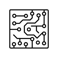 circuit board icon, circuit board line art - simple line art of circuit board, perfect for circuit board logos and icons