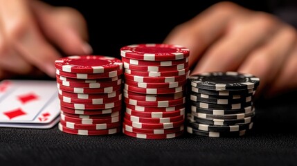 Naklejka premium High-stakes poker game casino photography indoor close-up gambling strategy