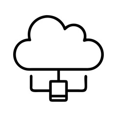 cloud storage icon, cloud storage line art - simple line art of cloud storage, perfect for cloud storage logos and icons