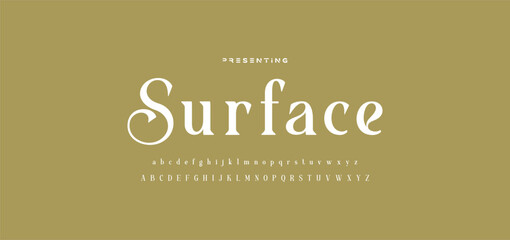 Luxury wedding alphabet letters font with tails. Typography elegant classic serif fonts and number decorative vintage retro concept for logo branding. vector illustration