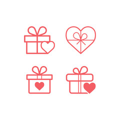 Valentine symbol : Gift box icons set