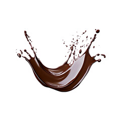 Delicious dark chocolate liquid splash isolated on a transparent background.