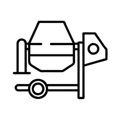 concrete mixer icon, concrete mixer line art - simple line art of concrete mixer, perfect for concrete mixer logos and icons