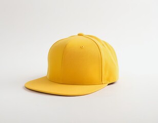 Fototapeta premium Stylish yellow snapback cap on a neutral background, perfect for casual wear.