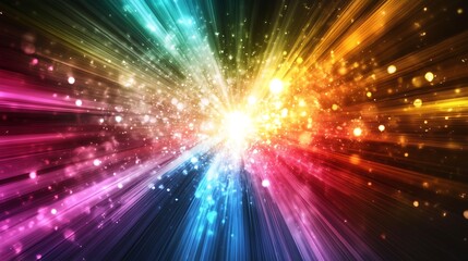 Obraz premium Abstract Light Burst with Rainbow Colors and Glowing Particles