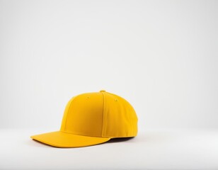 Fototapeta premium Vibrant yellow cap against a clean white background showcasing its bright color and sleek design.
