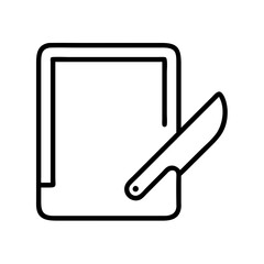 cutting board icon, cutting board line art - simple line art of cutting board, perfect for cutting board logos and icons