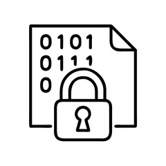 data encryption icon, data encryption line art - simple line art of data encryption, perfect for data encryption logos and icons
