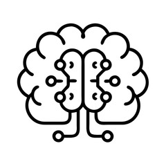 digital brain icon, digital brain line art - simple line art of digital brain, perfect for digital brain logos and icons