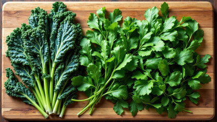 Fresh herbs on a wooden cutting board for a healthy detox meal.