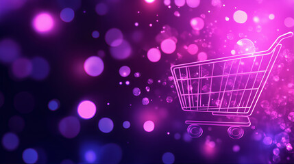 Discount sales shopping carts. Black Friday shopping trolley. Abstract digital technology shopping carts background. Carts in motion blur background. Christmas shopping cart