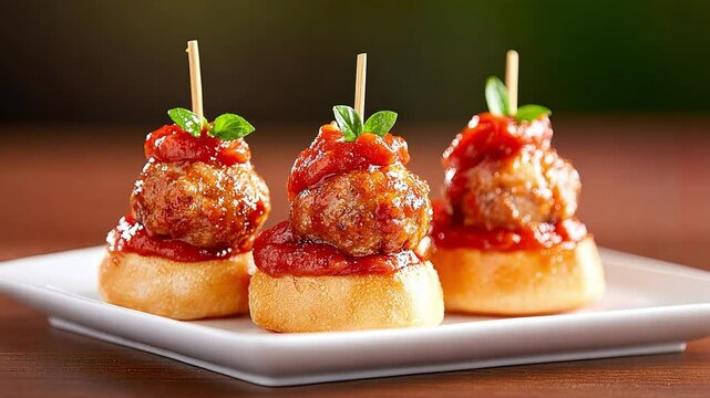 Savory meatball appetizers with tangy tomato sauce