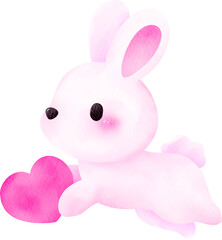 White Rabbit with pink heart