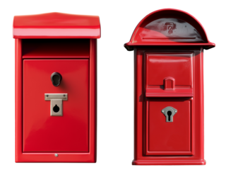Set of a Red mailbox, isolated on transparent background. 