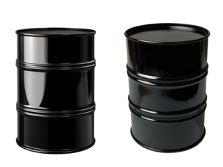 Set of a Black barrel, oil drum, isolated on transparent background.