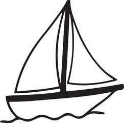 Black ocean boat silhouette vector on white background 

