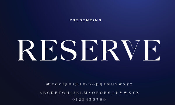 Luxury wedding alphabet letters font with tails. Typography elegant classic serif fonts and number decorative vintage retro concept for logo branding. vector illustration