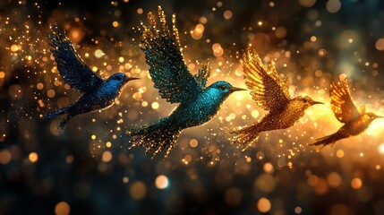 Modern Artistic Corporate Holiday Cards with Bird Motif and Copy Space for Festive Greetings