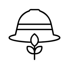 farmer hat icon, farmer hat line art - simple line art of farmer hat, perfect for farmer hat logos and icons