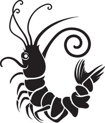the shrimp silhouette, shrimp vector image