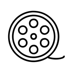 film reel icon, film reel line art - simple line art of film reel, perfect for film reel logos and icons