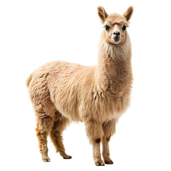 Obraz premium Adorable Alpaca Posing Against a Pure White Background, Perfect for Your Design Projects! cute peru 