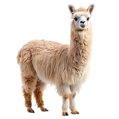 Obraz premium Adorable Fluffy Alpaca on Pure White Background, Perfect for Design Projects and Branding! cute peru