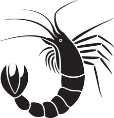 the shrimp silhouette, shrimp vector image