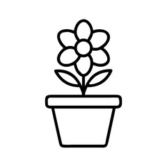 flower pot icon, flower pot line art - simple line art of flower pot, perfect for flower pot logos and icons