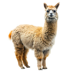 Obraz premium Adorable Fluffy Alpaca on Pure White Background, Perfect for Design Projects and Branding cute wool 