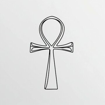 recommend clip art: Minimalist Continuous Line Drawing of an Egyptian Ankh Symbol on White Background