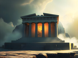 Mausoleum at Halicarnassus depiction. Edited AI generated image