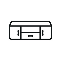 Television stand icon represents entertainment and home organization, perfect for interior design, furniture illustrations, and living room concepts.