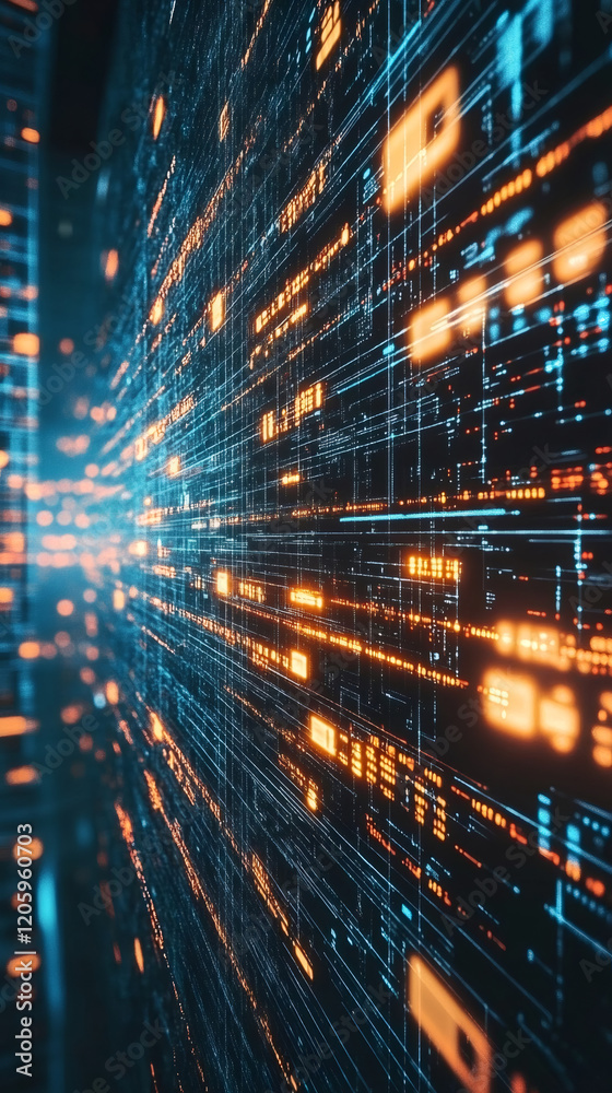 Leinwandbilder data stream transferring in the digital world, creating a futuristic technological background