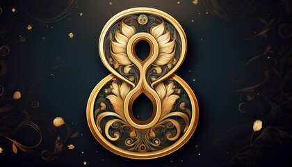 Number 8 gold. Generated image